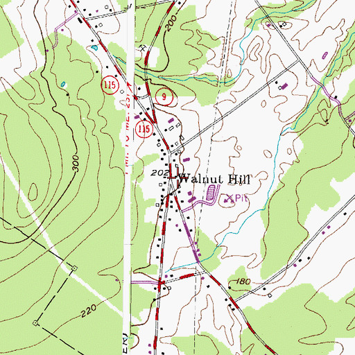 Topographic Map of Walnut Hill, ME
