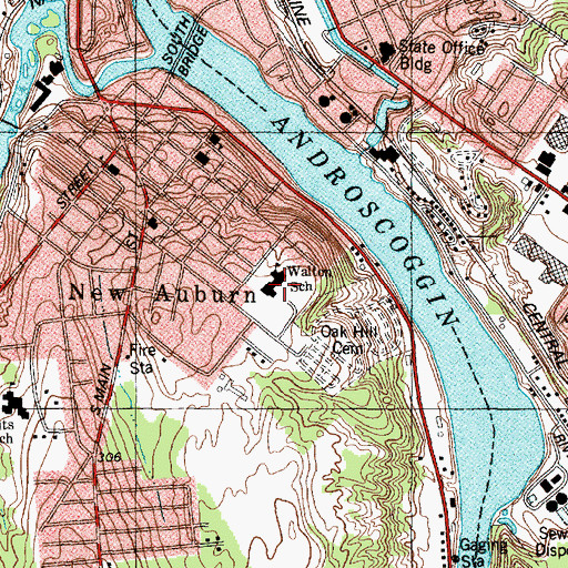 Topographic Map of Walton School, ME