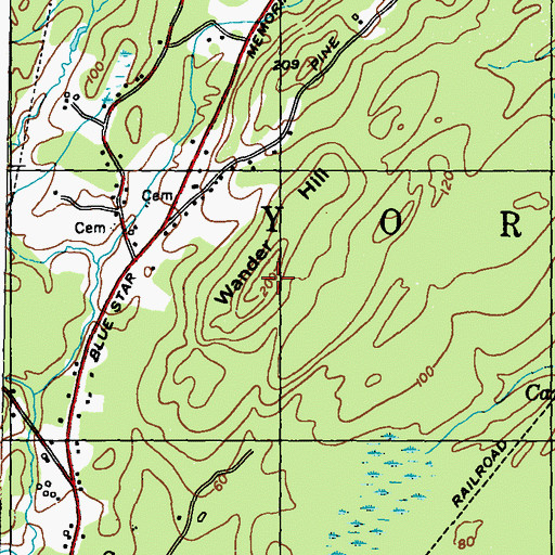 Topographic Map of Wander Hill, ME