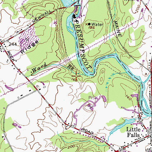Topographic Map of Ward Brook, ME