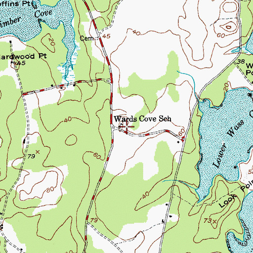 Topographic Map of Wards Cove School, ME