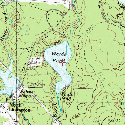 Topographic Map of Wards Pond, ME