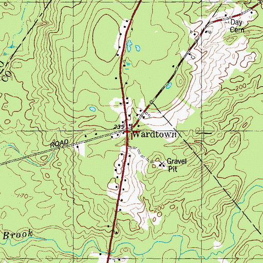 Topographic Map of Wardtown, ME