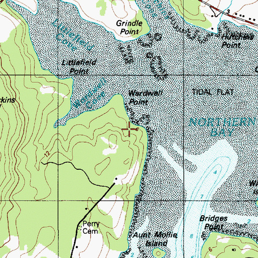 Topographic Map of Wardwell Point, ME