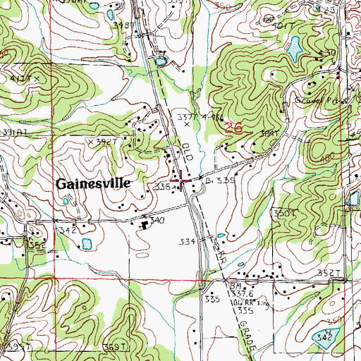 Topographic Map of Gainesville, AR