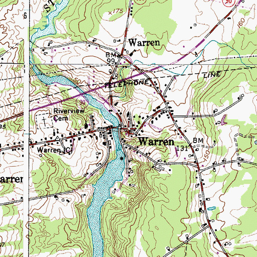 Topographic Map of Warren, ME