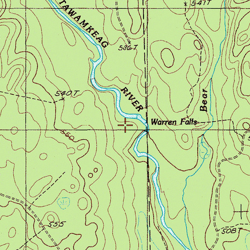 Topographic Map of Warren Falls, ME