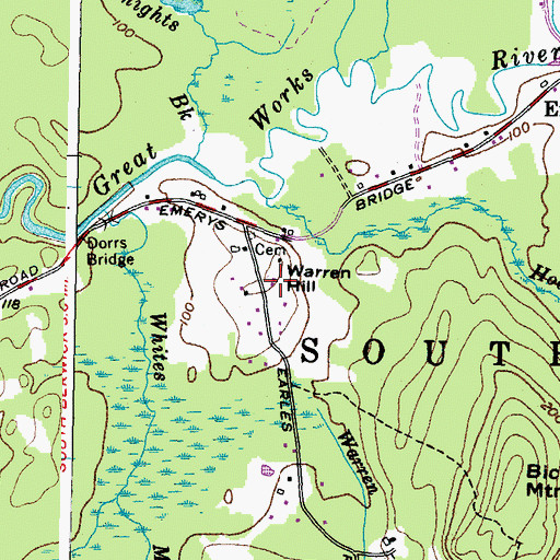 Topographic Map of Warren Hill, ME