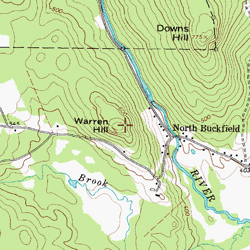 Topographic Map of Warren Hill, ME