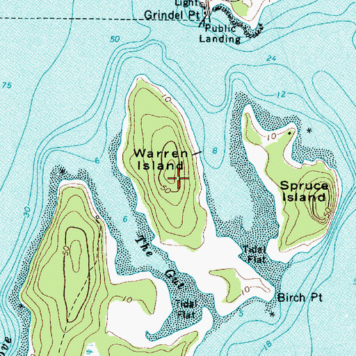 Topographic Map of Warren Island, ME