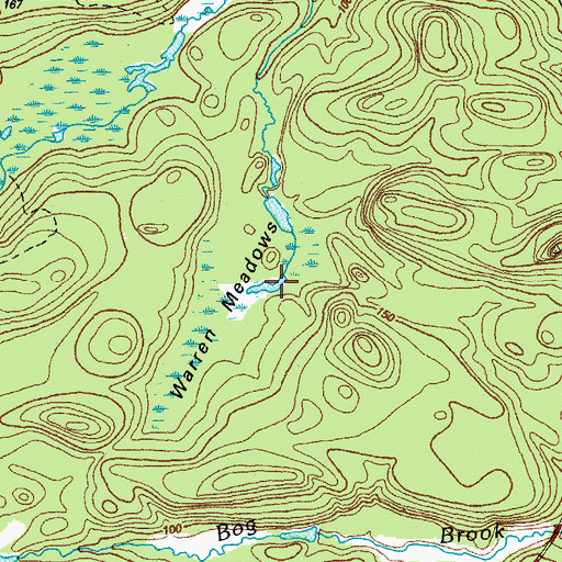 Topographic Map of Warren Meadows, ME