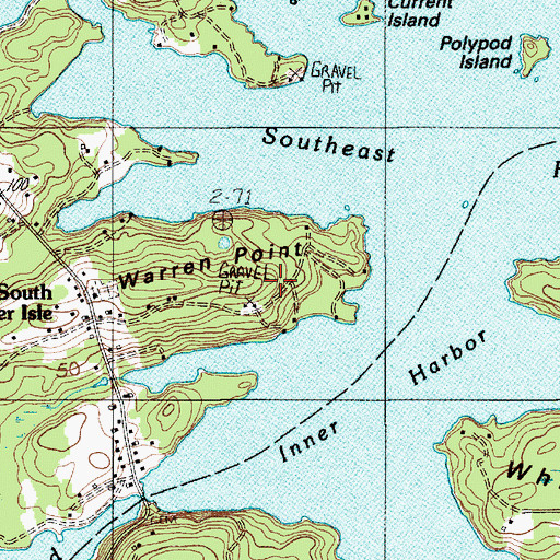 Topographic Map of Warren Point, ME
