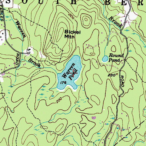 Topographic Map of Warren Pond, ME
