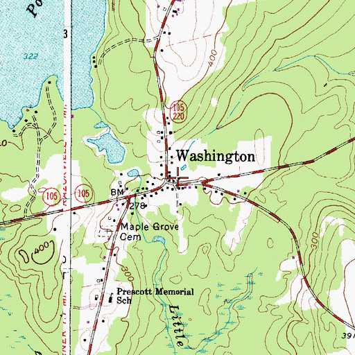 Topographic Map of Washington, ME