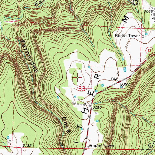Topographic Map of Gaither Mountain, AR