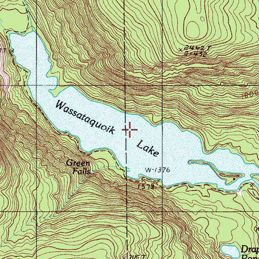 Topographic Map of Wassataquoik Lake, ME
