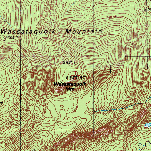 Topographic Map of Wassataquoik Mountain, ME