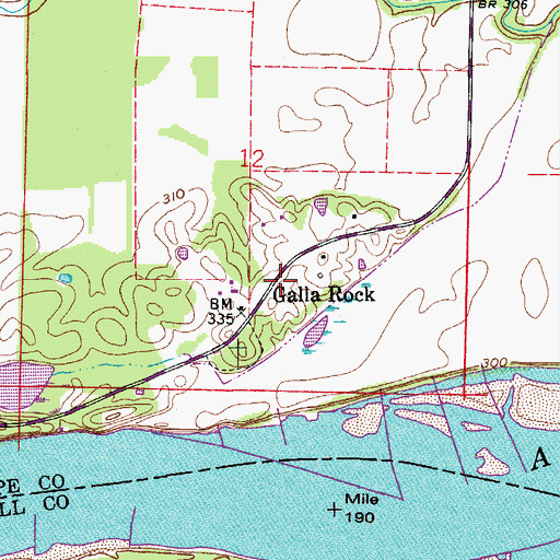 Topographic Map of Galla Rock, AR