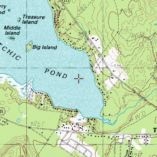 Topographic Map of Watchic Pond, ME