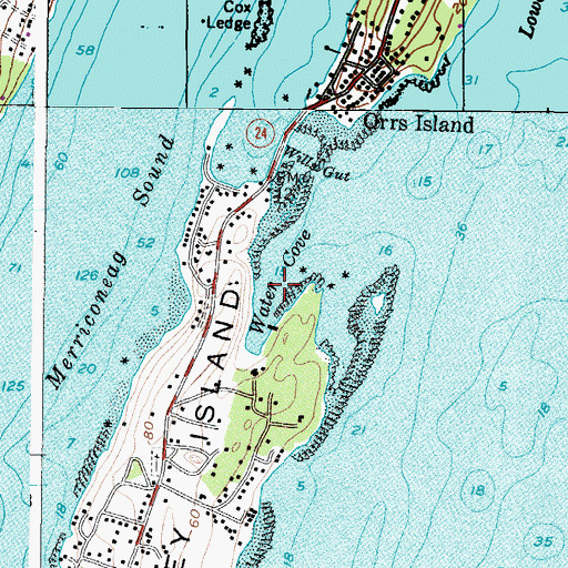 Topographic Map of Water Cove, ME