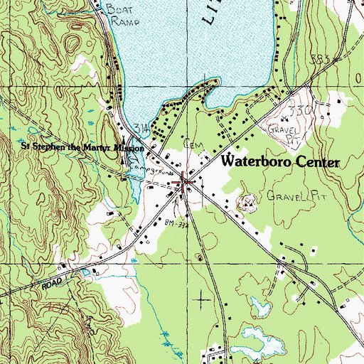Topographic Map of Waterboro Center, ME