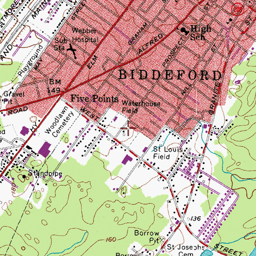 Topographic Map of Waterhouse Field, ME