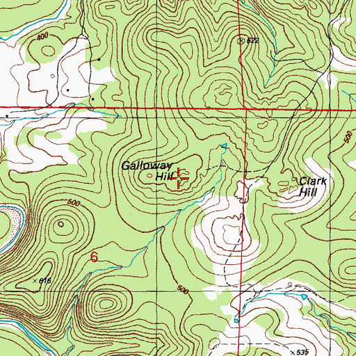 Topographic Map of Galloway Hill, AR