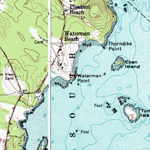 Topographic Map of Waterman Point, ME