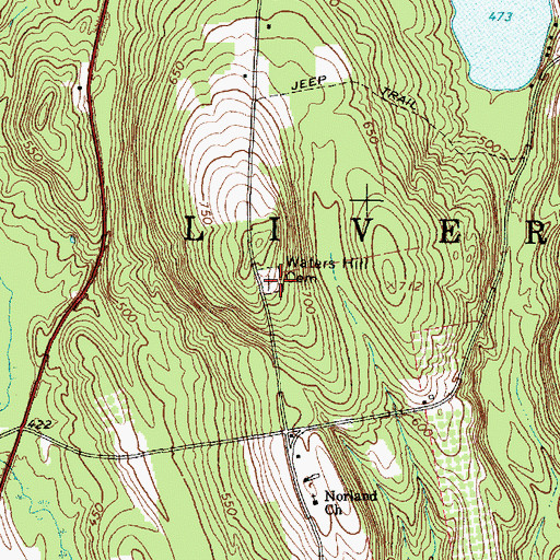 Topographic Map of Waters Hill Cemetery, ME