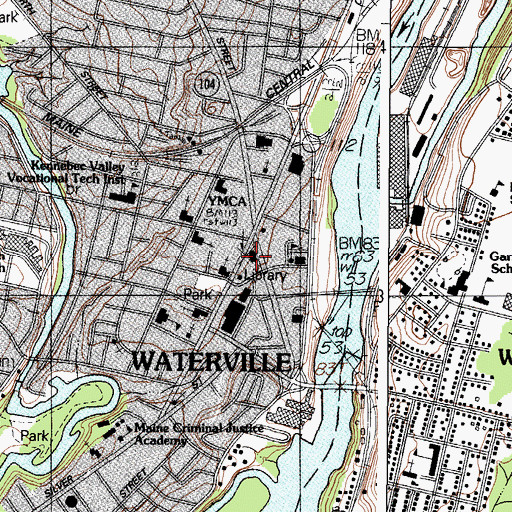 Topographic Map of Waterville, ME