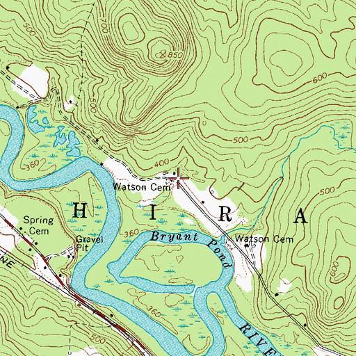 Topographic Map of Watson Cemetery, ME