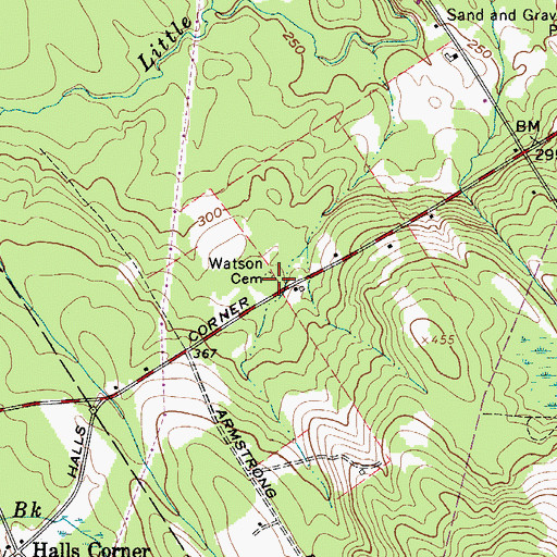 Topographic Map of Watson Cemetery, ME