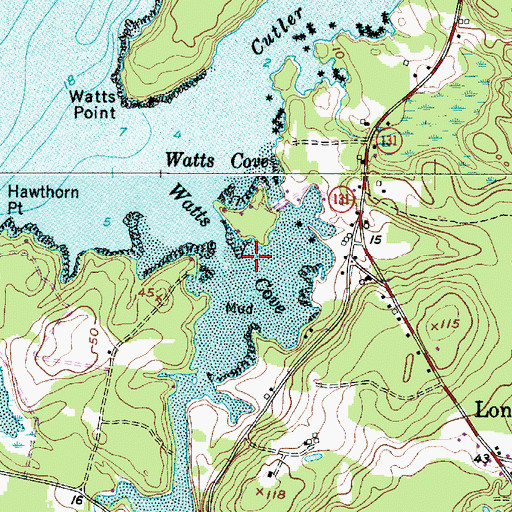 Topographic Map of Watts Cove, ME