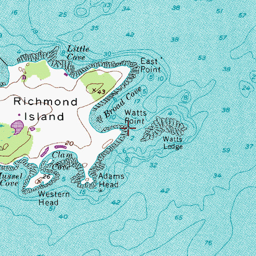 Topographic Map of Watts Point, ME