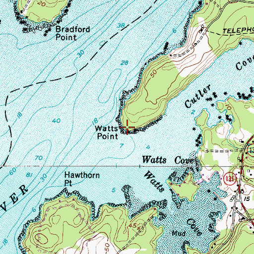 Topographic Map of Watts Point, ME