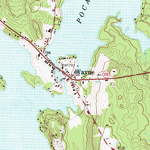 Topographic Map of Wayne, ME