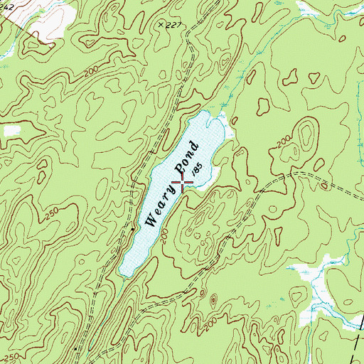 Topographic Map of Weary Pond, ME