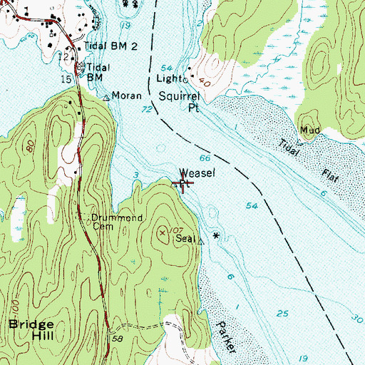 Topographic Map of Weasel Point, ME