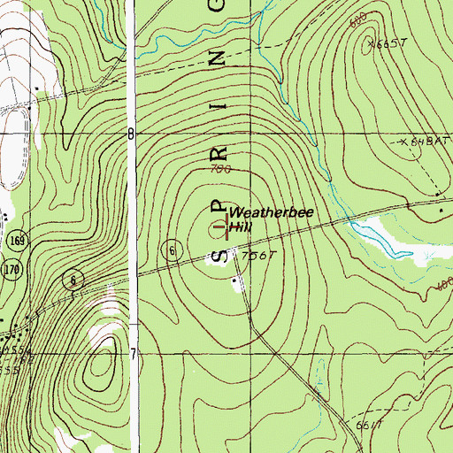 Topographic Map of Weatherbee Hill, ME