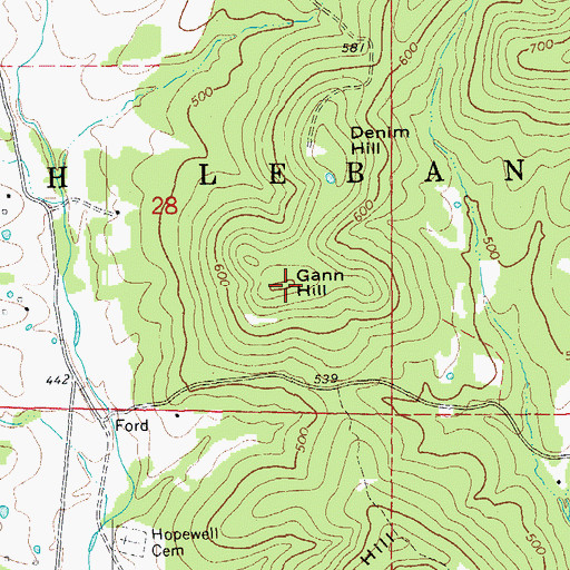 Topographic Map of Gann Hill, AR