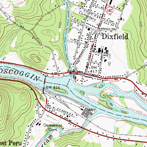 Topographic Map of Webb River, ME