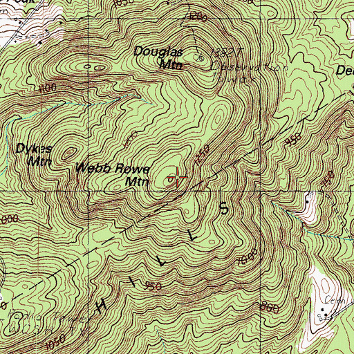 Topographic Map of Webb Rowe Mountain, ME