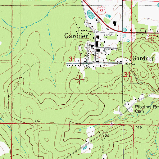 Topographic Map of Gardner, AR