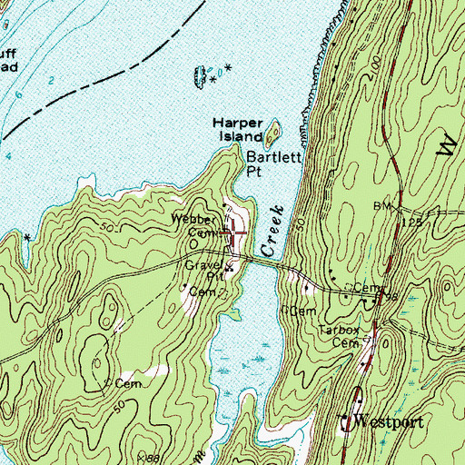Topographic Map of Webber Cemetery, ME