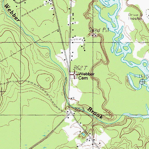 Topographic Map of Webber Cemetery, ME