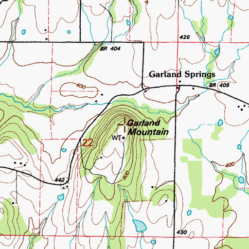 Topographic Map of Garland Mountain, AR