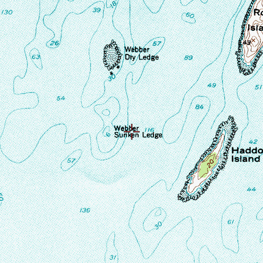 Topographic Map of Webber Sunken Ledge, ME