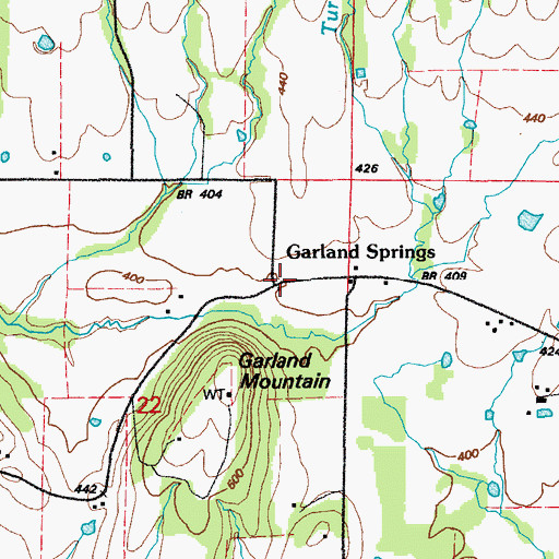Topographic Map of Garland Springs, AR