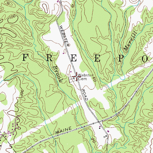 Topographic Map of Webster Cemetery, ME