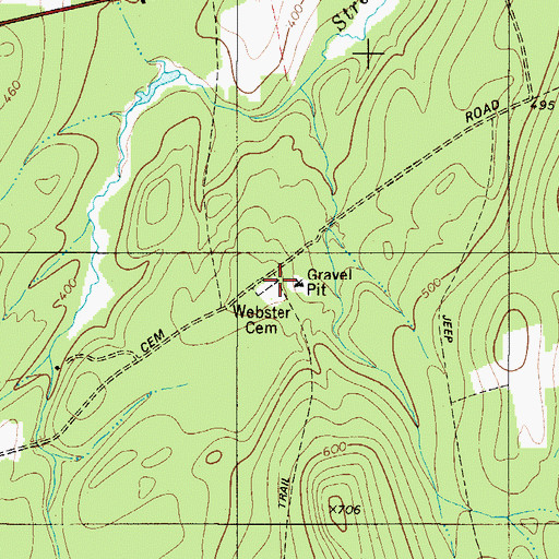 Topographic Map of Webster Cemetery, ME